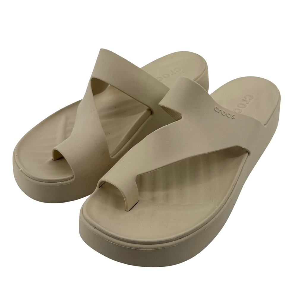 Crocs Getaway Platform Toe Loop Sandals Flip Flops Cream Bone Women 11 Casual